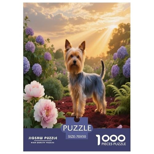 1000 Teile Yorkshire Terrier Puzzle – Für Erwachsene, Herausforderndes Denkspiel, Pfingstrose Hortensie Puzzles, Dekoration, Geschenk Für Kinder 70x50cm/1000pcs 1000 Teile Yorkshire Terrier Puzzle – Für Erwachsene, Herausforderndes Denkspiel, Pfingstrose Hortensie Puzzles, Dekoration, Geschenk Für Kinder 70x50cm/1000pcs von WXLWHR