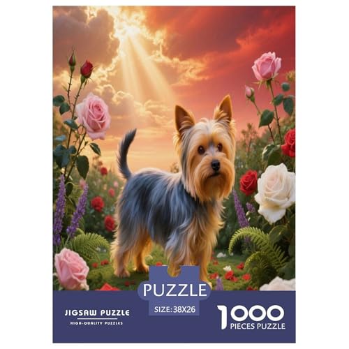 1000 Teile Yorkshire Terrier Puzzle – Für Erwachsene, Herausforderndes Denkspiel, Rosengarten Puzzles, Dekoration, Geschenk Für Erwachsene 38x26cm/1000pcs 1000 Teile Yorkshire Terrier Puzzle – Für Erwachsene, Herausforderndes Denkspiel, Rosengarten Puzzles, Dekoration, Geschenk Für Erwachsene 38x26cm/1000pcs von WXLWHR