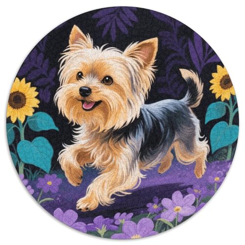 1000 Teile Yorkshire Terrier Puzzle Für Jugendliche Und Erwachsene Geschicklichkeitsspiel Hund Sonnenblume Puzzles Aus Karton Wohndekoration Geschenkideen 1000pcs (67.5x67.5cm) von WXLWHR