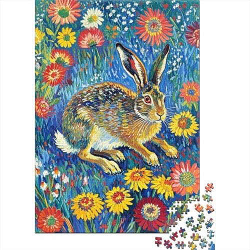Belgischer Hase Blütenfeld Puzzle 1000 Teile Holzspielzeug, Erwachsene & Kinder Ab 14 Jahren, Klassische Puzzles, Legespiel, Home Dekoration, Einzigartiges Geschenk 1000pcs (75x50cm) von WXLWHR