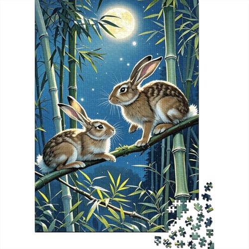Belgischer Hase Mondbambus Puzzle 1000 Teile Holzspielzeug, Jugendliche & Erwachsene, Klassische Puzzles, Lernspiel, Wohnkultur, Geschenk 1000pcs (75x50cm) von WXLWHR