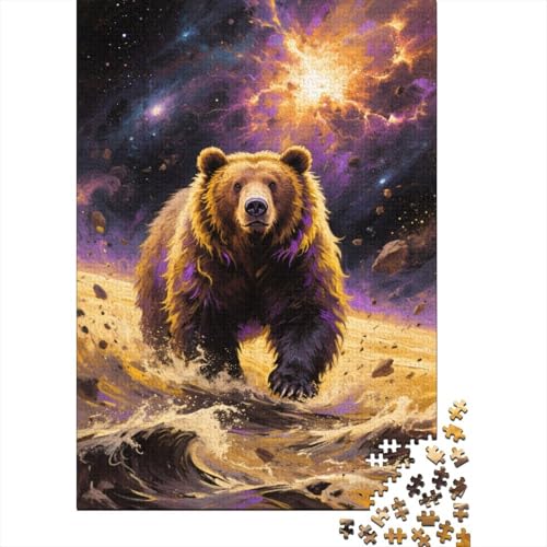 Braunbär Explodierende Sterne Puzzle 1000 Teile Holzspielzeug, Erwachsene & Kinder Ab 14 Jahren, Klassische Puzzles, Legespiel, Moderne Wohnkultur, Geschenkideen 1000pcs (75x50cm) von WXLWHR