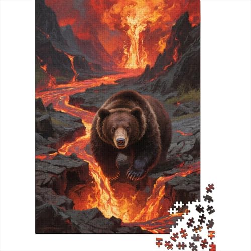 Braunbär Lavastrom Puzzle 1000 Teile Holzspielzeug, Jugendliche & Erwachsene, Klassische Puzzles, Lernspiel, Home Dekoration, Geschenk 1000pcs (75x50cm) von WXLWHR
