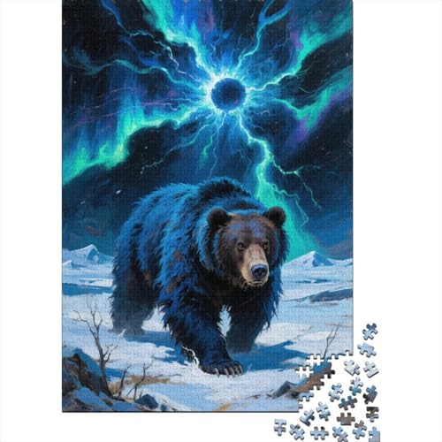 Braunbär Schnee Aurora Puzzle 1000 Teile Holzspielzeug, Erwachsene & Kinder Ab 14 Jahren, Klassische Puzzles, Legespiel, Moderne Wohnkultur, Geschenkideen 1000pcs (75x50cm) von WXLWHR