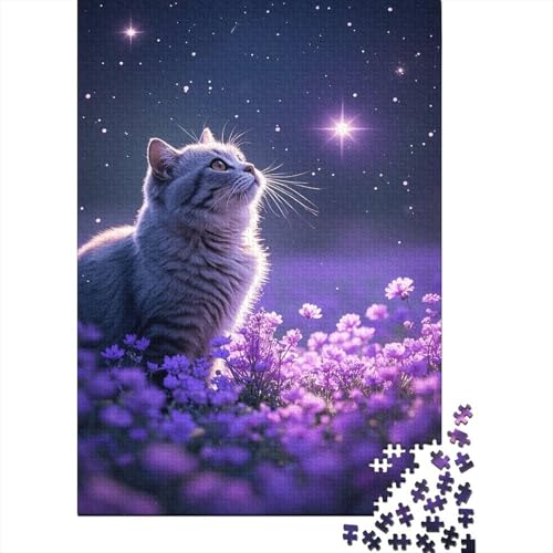 Britisch Kurzhaar Lila Feld Puzzle 1000 Teile Holzspielzeug, Jugendliche & Erwachsene, Klassische Puzzles, Lernspiel, Home Dekoration, Geschenkideen 1000pcs (75x50cm) von WXLWHR