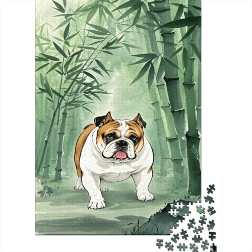 Bulldogge Bambushain Puzzle 1000 Teile Holzspielzeug, Jugendliche & Erwachsene, Klassische Puzzles, Lernspiel, Wohnkultur, Geschenk 1000pcs (75x50cm) von WXLWHR