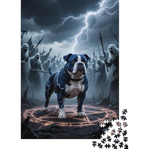 Bulldogge Dämonenkrieg Puzzle 1000 Teile Holzspielzeug, Jugendliche & Erwachsene, Klassische Puzzles, Schwer, Home Dekoration, Geschenkideen 1000pcs (75x50cm) von WXLWHR