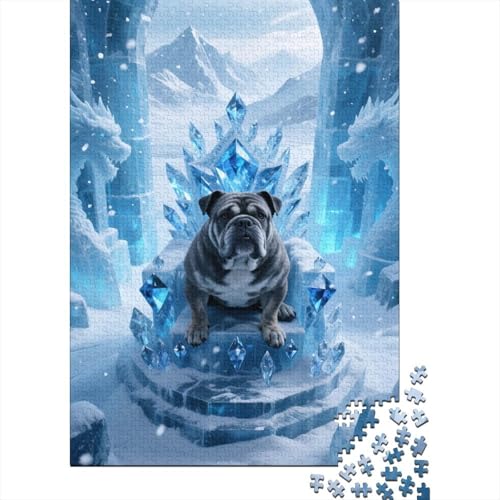 Bulldogge Edelstein-Eisthron Puzzle 1000 Teile Holzspielzeug, Erwachsene & Kinder Ab 14 Jahren, Klassische Puzzles, Legespiel, Moderne Wohnkultur, Einzigartiges Geschenk 1000pcs (75x50cm) von WXLWHR
