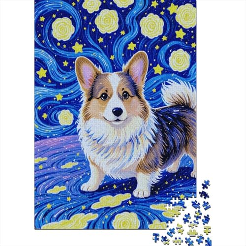 Corgi Gelbe Blumen Puzzle 1000 Teile Holzspielzeug, Jugendliche & Erwachsene, Klassische Puzzles, Lernspiel, Wohnkultur, Einzigartiges Geschenk 1000pcs (75x50cm) von WXLWHR