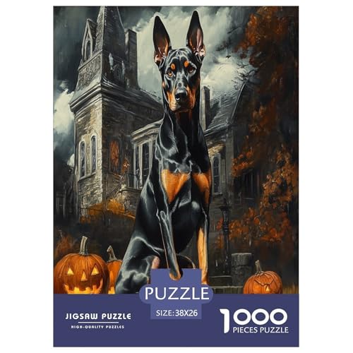 Doberman Puzzle 1000-teilige Schwer Puzzle Spielzeug Pädagogisches Spiel Impossible Herausforderungsspielzeug Für Erwachsene Und Kinder in Bewährter 38x26cm/1000pcs von WXLWHR