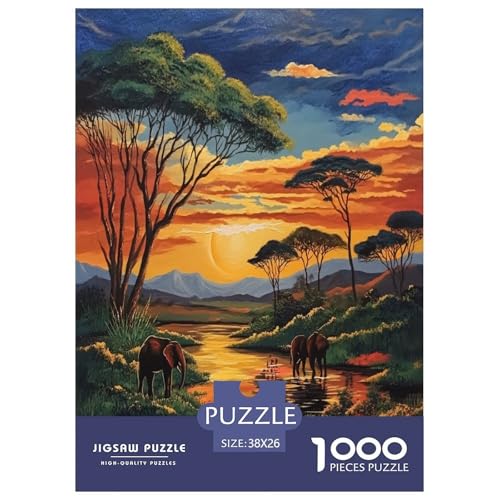 Elefanten Puzzle 1000-teilige Schwer Puzzle Spielzeug Pädagogisches Spiel Impossible Herausforderungsspielzeug Für Erwachsene Kinder 38x26cm/1000pcs von WXLWHR