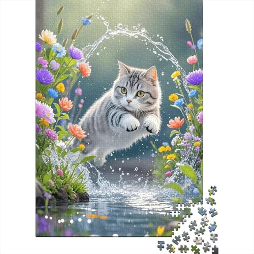 Europäisch Kurzhaar Pflanzen Wasserspritzer Puzzle 1000 Teile Holzspielzeug, Erwachsene & Kinder Ab 14 Jahren, Klassische Puzzles, Legespiel, Wohnkultur, Geschenkideen 1000pcs (75x50cm) von WXLWHR