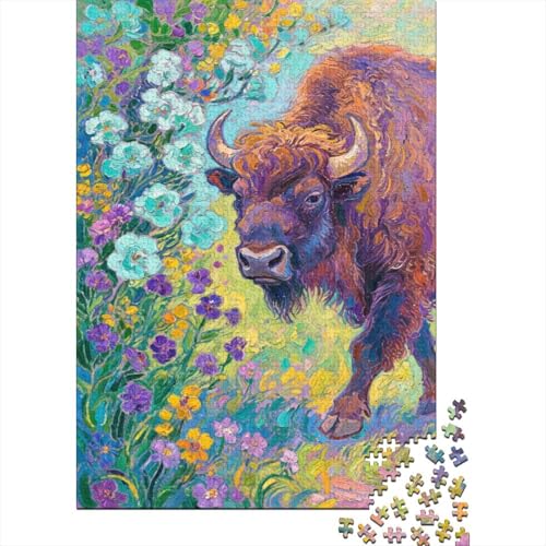 Europäischer Bison Flora Puzzle 1000 Teile Holzspielzeug, Erwachsene & Kinder Ab 14 Jahren, Klassische Puzzles, Legespiel, Moderne Wohnkultur, Geschenkideen 1000pcs (75x50cm) von WXLWHR