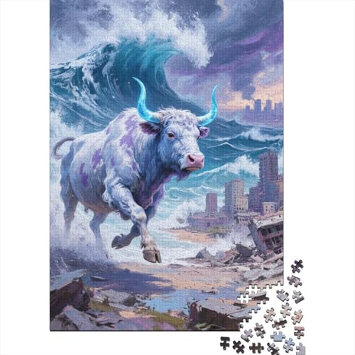 Europäischer Bison Wellenruinen Puzzle 1000 Teile Holzspielzeug, Jugendliche & Erwachsene, Klassische Puzzles, Lernspiel, Wohnkultur, Geschenkideen 1000pcs (75x50cm) von WXLWHR