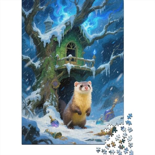 Frettchen Baumhaus Puzzle 1000 Teile Holzspielzeug, Erwachsene & Kinder Ab 14 Jahren, Klassische Puzzles, Legespiel, Home Dekoration, Geschenkideen 1000pcs (75x50cm) von WXLWHR