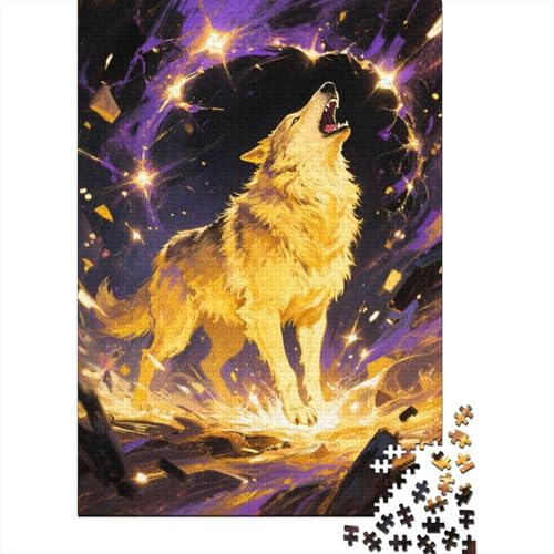 Goldwolf Heulen Puzzle 1000 Teile Holzspielzeug, Erwachsene & Kinder Ab 14 Jahren, Klassische Puzzles, Legespiel, Home Dekoration, Geschenk 1000pcs (75x50cm) von WXLWHR