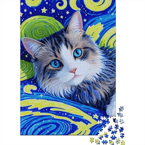 Kartäuserkatze Nebel Puzzle 1000 Teile Holzspielzeug, Jugendliche & Erwachsene, Klassische Puzzles, Lernspiel, Moderne Wohnkultur, Einzigartiges Geschenk 1000pcs (75x50cm) von WXLWHR