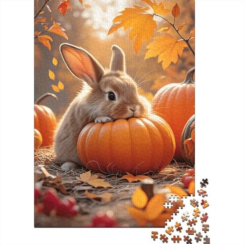 Netherland Dwarf Hase Kürbis Puzzle 1000 Teile Holzspielzeug, Jugendliche & Erwachsene, Klassische Puzzles, Lernspiel, Wohnkultur, Geschenk 1000pcs (75x50cm) von WXLWHR
