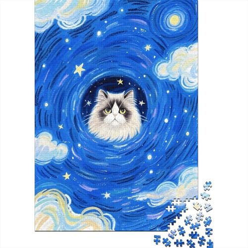 Perserkatze Nebel Puzzle 1000 Teile Holzspielzeug, Jugendliche & Erwachsene, Klassische Puzzles, Lernspiel, Moderne Wohnkultur, Einzigartiges Geschenk 1000pcs (75x50cm) von WXLWHR