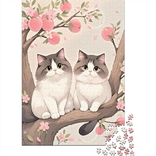 Perserkatze Pfirsichbaum Puzzle 1000 Teile Holzspielzeug, Jugendliche & Erwachsene, Klassische Puzzles, Lernspiel, Wohnkultur, Geschenkideen 1000pcs (75x50cm) von WXLWHR