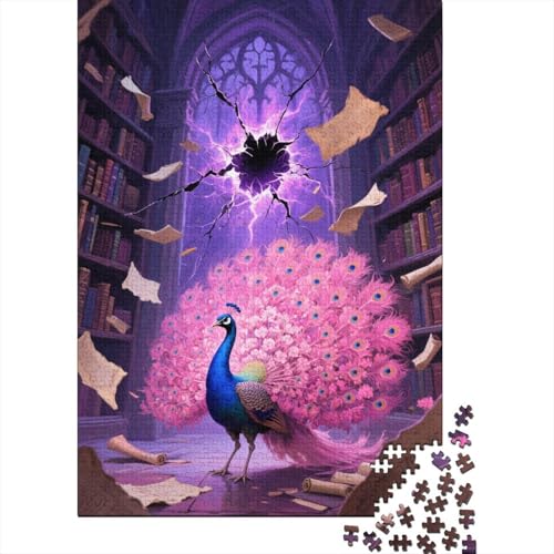 Pfau Buchhaus Puzzle 1000 Teile Holzspielzeug, Erwachsene & Kinder Ab 14 Jahren, Klassische Puzzles, Legespiel, Moderne Wohnkultur, Geschenkideen 1000pcs (75x50cm) von WXLWHR