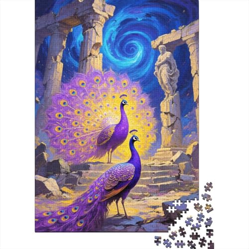 Pfau Wirbelnder Nebel Puzzle 1000 Teile Holzspielzeug, Erwachsene & Kinder Ab 14 Jahren, Klassische Puzzles, Legespiel, Wohnkultur, Geschenk 1000pcs (75x50cm) von WXLWHR
