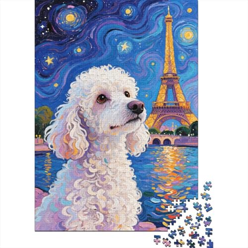 Pudel Eiffelturm Puzzle 1000 Teile Holzspielzeug, Jugendliche & Erwachsene, Klassische Puzzles, Lernspiel, Moderne Wohnkultur, Geschenkideen 1000pcs (75x50cm) von WXLWHR
