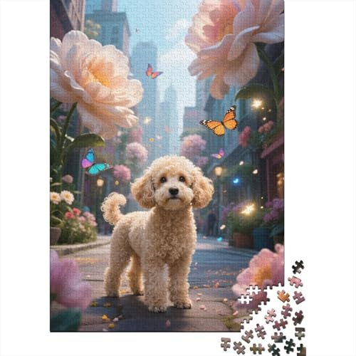 Pudel Stadt Riesenblumen Puzzle 1000 Teile Holzspielzeug, Jugendliche & Erwachsene, Klassische Puzzles, Lernspiel, Home Dekoration, Einzigartiges Geschenk 1000pcs (75x50cm) von WXLWHR
