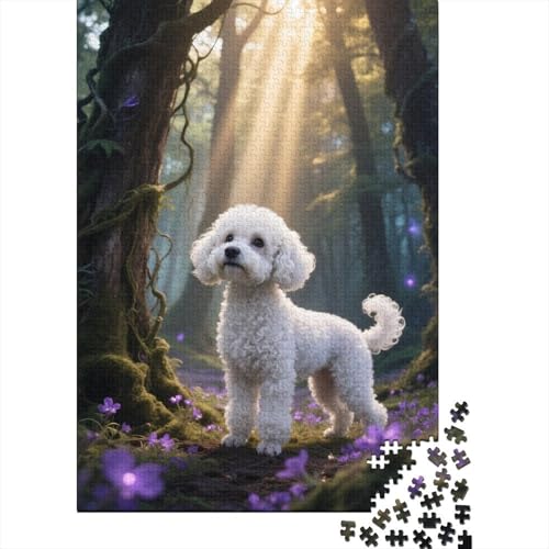 Pudel Waldsonnenstrahl Puzzle 1000 Teile Holzspielzeug, Jugendliche & Erwachsene, Klassische Puzzles, Schwer, Wohnkultur, Geschenk 1000pcs (75x50cm) von WXLWHR