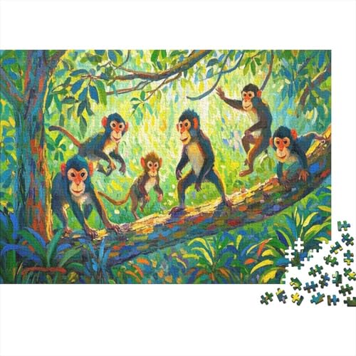Puzzle 1000 Teile Affen Spielen im Baum Holzspielzeug, Erwachsene & Kinder, Klassische Puzzles, Impossible Geschicklichkeitsspiel, Home Dekoration, Einzigartiges Geschenk 1000pcs (75x50cm) von WXLWHR