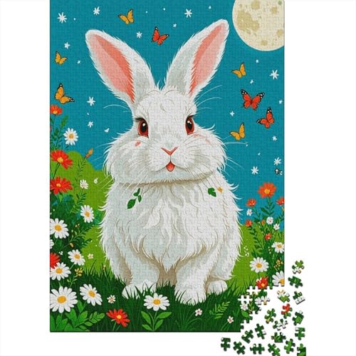 Puzzle 1000 Teile Angorakaninchen auf der Wiese Holzspielzeug Für Erwachsene & Kinder, Klassische Puzzles, Lernspiel, Home Dekoration, Geschenk 1000pcs (75x50cm) von WXLWHR