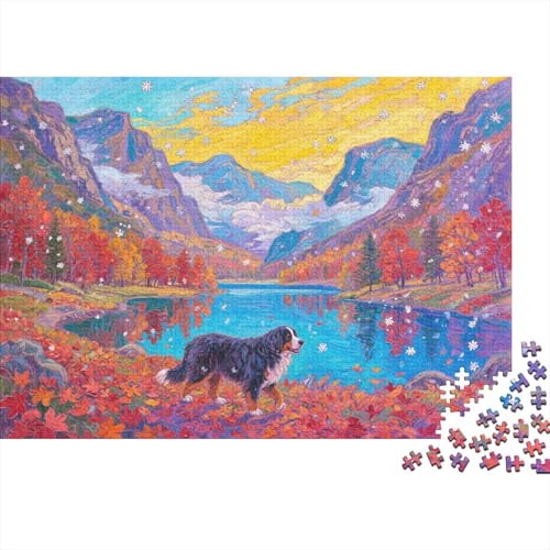 Puzzle 1000 Teile Berner Sennenhund in Laub Holzspielzeug, Erwachsene & Kinder, Klassische Puzzles, Herausforderungsspielzeug, Moderne Wohnkultur, Geschenkideen 1000pcs (75x50cm) von WXLWHR