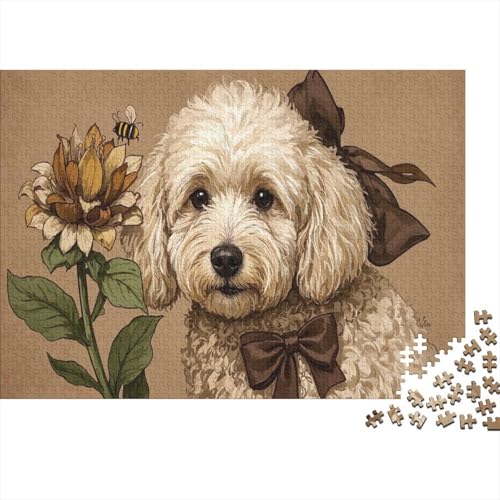 Puzzle 1000 Teile Bichon Frisé-Blumenbienen Holzspielzeug Für Erwachsene & Kinder, Klassische Puzzles, Herausforderungsspielzeug, Wohnkultur, Geschenk 1000pcs (75x50cm) von WXLWHR