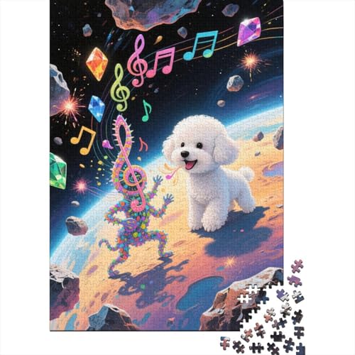 Puzzle 1000 Teile Bichon Frisé Musiksymbol Holzspielzeug Für Erwachsene & Kinder, Klassische Puzzles, Lernspiel, Home Dekoration, Geschenk 1000pcs (75x50cm) von WXLWHR