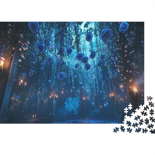 Puzzle 1000 Teile Blaue Rose Holzspielzeug Für Erwachsene & Kinder, Klassische Puzzles, Schwer, Moderne Wohnkultur, Einzigartiges Geschenk 1000pcs (75x50cm) von WXLWHR