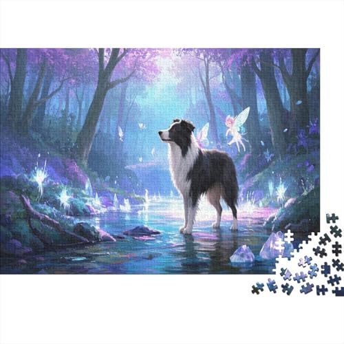 Puzzle 1000 Teile Border Collie-Elfenwald Holzspielzeug, Erwachsene & Kinder, Klassische Puzzles, Impossible Geschicklichkeitsspiel, Home Dekoration, Geschenkideen 1000pcs (75x50cm) von WXLWHR
