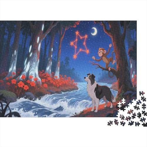 Puzzle 1000 Teile Border Collie Steht am Fluss Holzspielzeug Für Erwachsene & Kinder, Klassische Puzzles, Schwer, Moderne Wohnkultur, Einzigartiges Geschenk 1000pcs (75x50cm) von WXLWHR