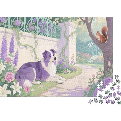 Puzzle 1000 Teile Border Collie ruht still im Garten Holzspielzeug Für Erwachsene & Kinder, Klassische Puzzles, Schwer, Wohnkultur, Geschenk 1000pcs (75x50cm) von WXLWHR