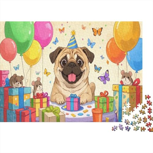 Puzzle 1000 Teile Bulldogge-Geburtstagsgeschenk Holzspielzeug, Erwachsene & Kinder, Klassische Puzzles, Herausforderungsspielzeug, Moderne Wohnkultur, Einzigartiges Geschenk 1000pcs (75x50cm) von WXLWHR