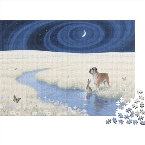 Puzzle 1000 Teile Bulldogge Wirbelsternen Holzspielzeug Für Erwachsene & Kinder, Klassische Puzzles, Schwer, Moderne Wohnkultur, Einzigartiges Geschenk 1000pcs (75x50cm) von WXLWHR