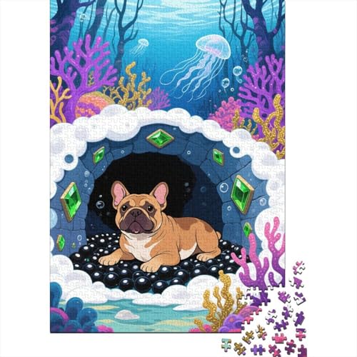 Puzzle 1000 Teile Bulldoggen am Höhleneingang Holzspielzeug Für Erwachsene & Kinder, Klassische Puzzles, Lernspiel, Moderne Wohnkultur, Einzigartiges Geschenk 1000pcs (75x50cm) von WXLWHR