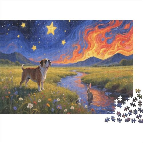 Puzzle 1000 Teile Bulldoggen schlendern auf der Wiese Holzspielzeug Für Erwachsene & Kinder, Klassische Puzzles, Schwer, Home Dekoration, Einzigartiges Geschenk 1000pcs (75x50cm) von WXLWHR