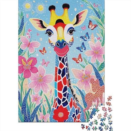 Puzzle 1000 Teile Bunte Giraffen Holzspielzeug Für Erwachsene & Kinder, Klassische Puzzles, Lernspiel, Wohnkultur, Geschenkideen 1000pcs (75x50cm) von WXLWHR
