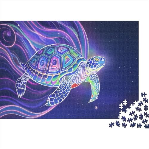 Puzzle 1000 Teile Bunte Stromlinien-Schildkröte Holzspielzeug, Erwachsene & Kinder Ab 14 Jahren, Klassische Puzzles, Legespiel, Wohnkultur, Einzigartiges Geschenk 1000pcs (75x50cm) von WXLWHR