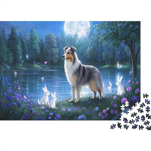 Puzzle 1000 Teile Collie und Hase Holzspielzeug, Erwachsene & Kinder, Klassische Puzzles, Impossible Geschicklichkeitsspiel, Wohnkultur, Geschenk 1000pcs (75x50cm) von WXLWHR