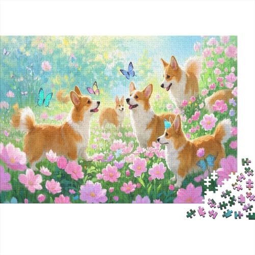 Puzzle 1000 Teile Corgi-Hund-Blumenfeld Holzspielzeug, Erwachsene & Kinder, Klassische Puzzles, Impossible Geschicklichkeitsspiel, Home Dekoration, Geschenkideen 1000pcs (75x50cm) von WXLWHR