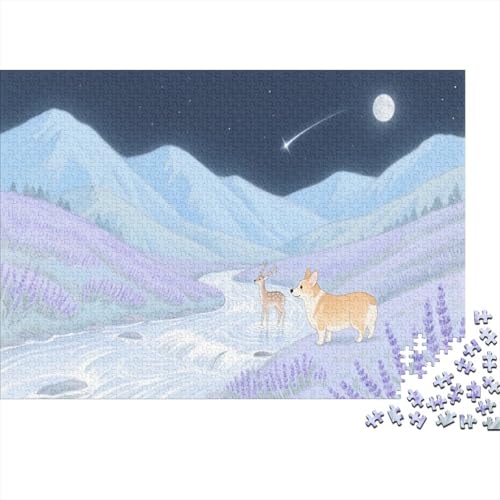 Puzzle 1000 Teile Corgi Steht auf dem Hügel Holzspielzeug Für Erwachsene & Kinder, Klassische Puzzles, Schwer, Moderne Wohnkultur, Geschenk 1000pcs (75x50cm) von WXLWHR
