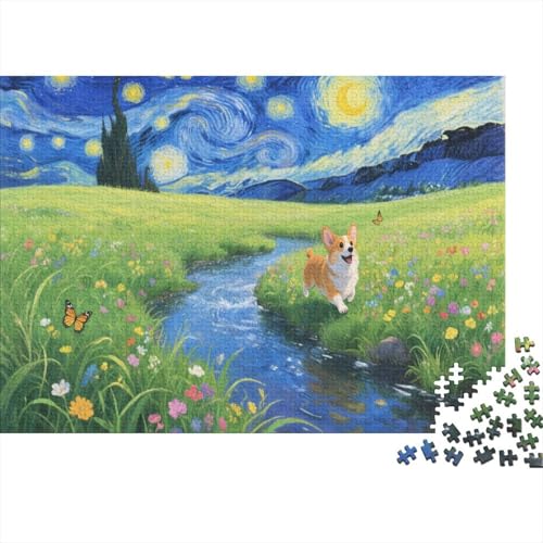 Puzzle 1000 Teile Corgi flüssiger Sternenhimmel Holzspielzeug Für Erwachsene & Kinder, Klassische Puzzles, Schwer, Moderne Wohnkultur, Einzigartiges Geschenk 1000pcs (75x50cm) von WXLWHR