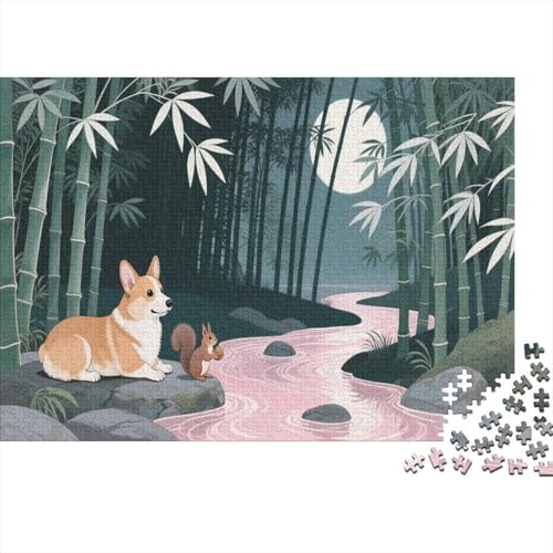 Puzzle 1000 Teile Corgi und das Eichhörnchen Holzspielzeug Für Erwachsene & Kinder, Klassische Puzzles, Schwer, Wohnkultur, Geschenkideen 1000pcs (75x50cm) von WXLWHR