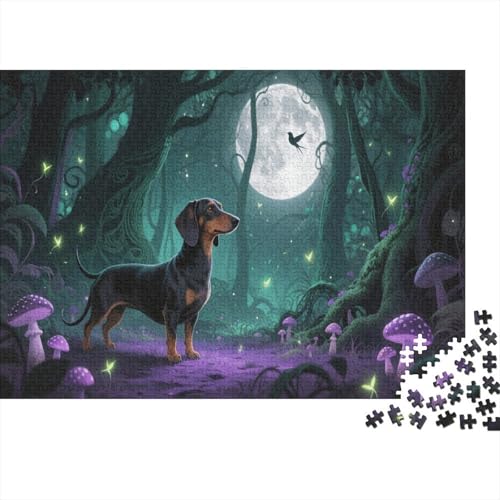Puzzle 1000 Teile Dackel im mystischen Dschungel Holzspielzeug Für Erwachsene & Kinder, Klassische Puzzles, Schwer, Wohnkultur, Geschenkideen 1000pcs (75x50cm) von WXLWHR
